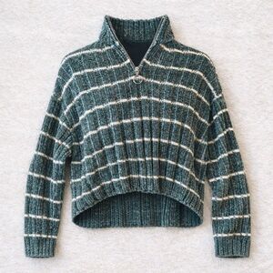 Hippie Rose Y2K Striped Quarter Zip Sweater XS Soft Girl Coastal Knit